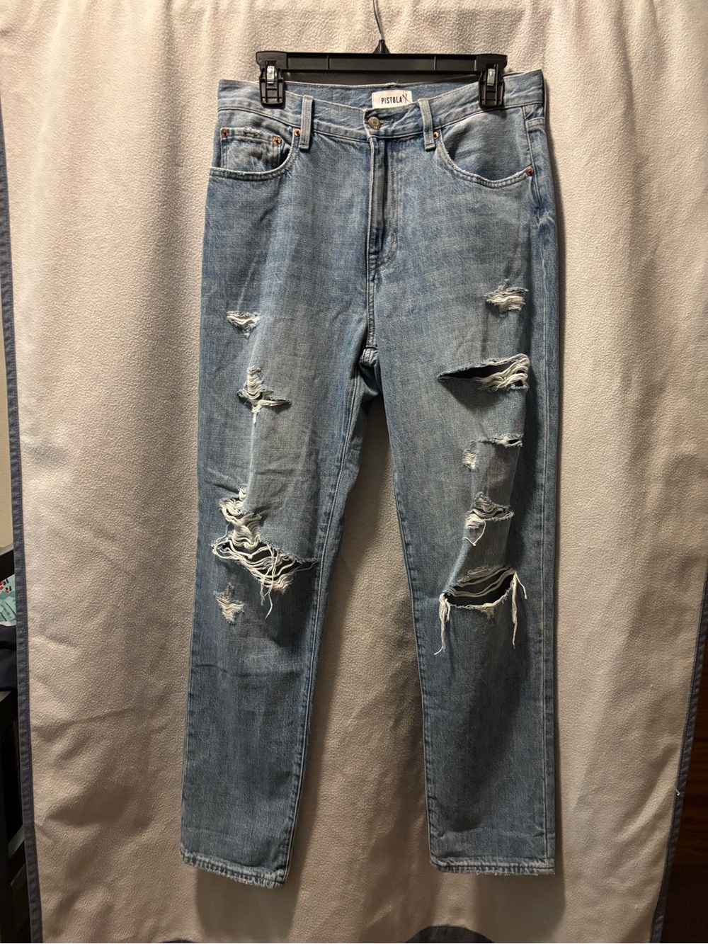 Pistola Light Blue Ripped Boyfriend Jeans